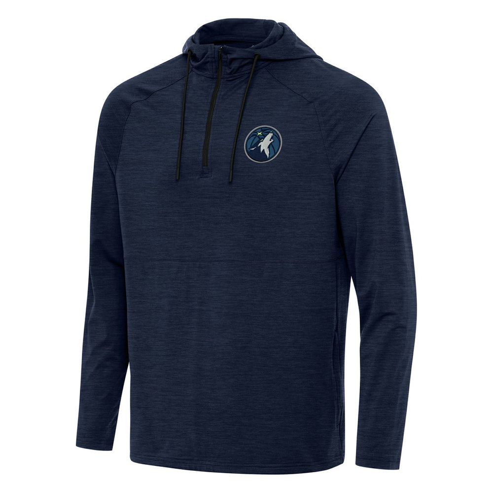 Minnesota Timberwolves Antigua Spikes Raglan Quarter-Zip Hoodie Heather Navy