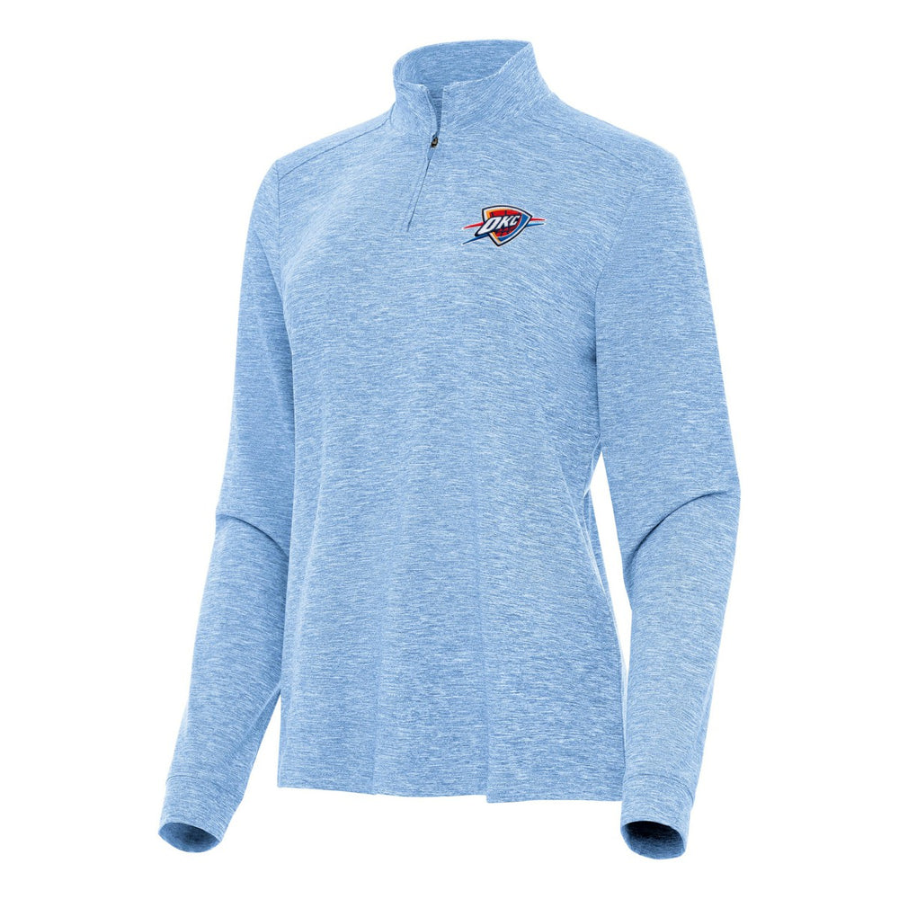 Oklahoma City Thunder Antigua Women's Mentor Quarter-Zip Mock Long Sleeve Top Heather Powder Blue