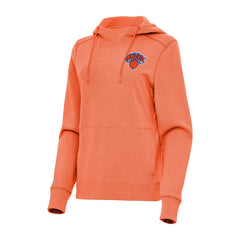 New York Knicks Antigua Women's Justice Pullover Hoodie Heather Orange