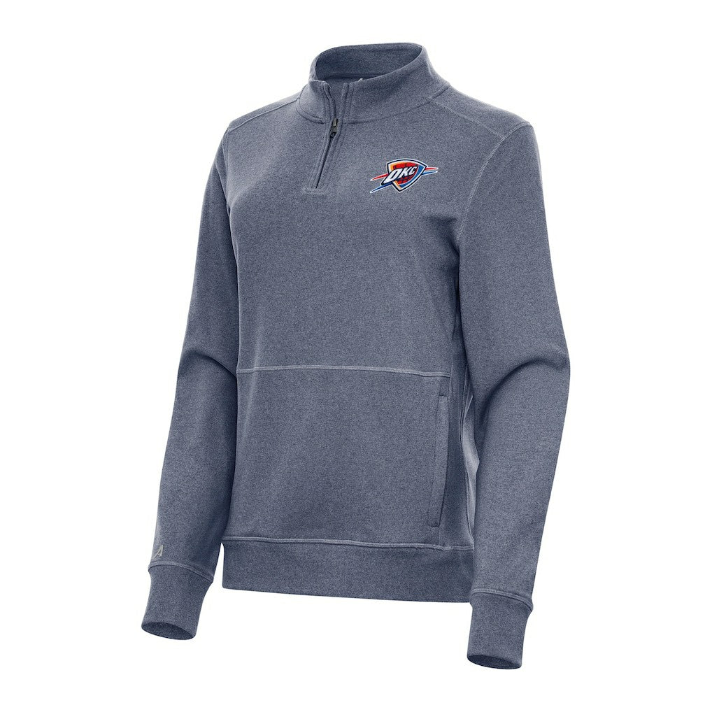 Oklahoma City Thunder Antigua Women's Crush Quarter-Zip Fleece Sweatshirt Heather Navy