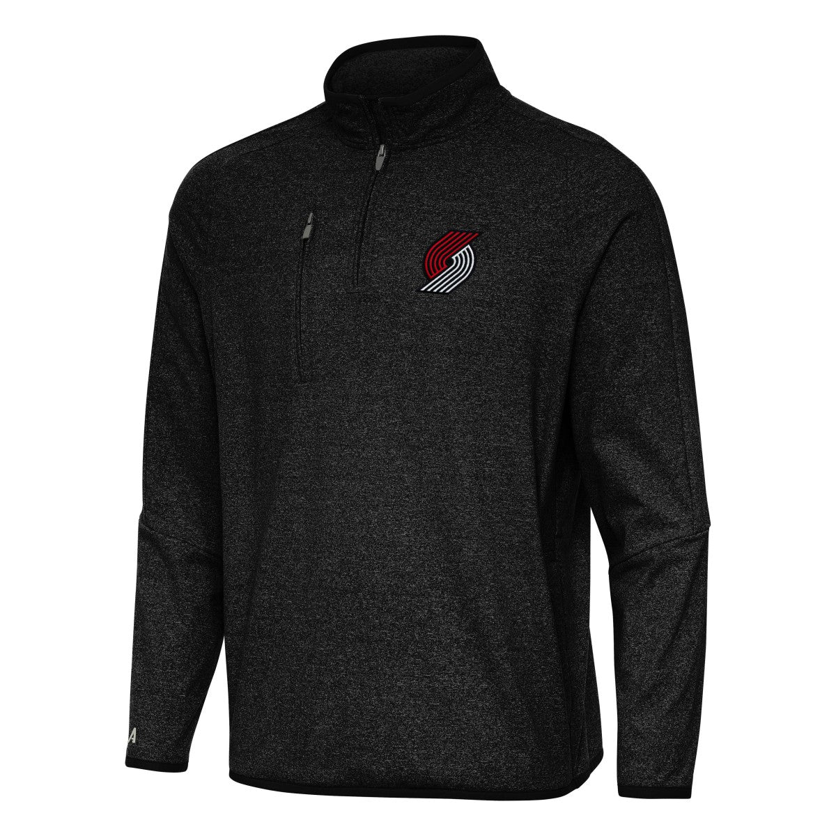 Portland Trail Blazers Antigua Certain Quarter-Zip Tri-Blend Sweatshirt Heather Black
