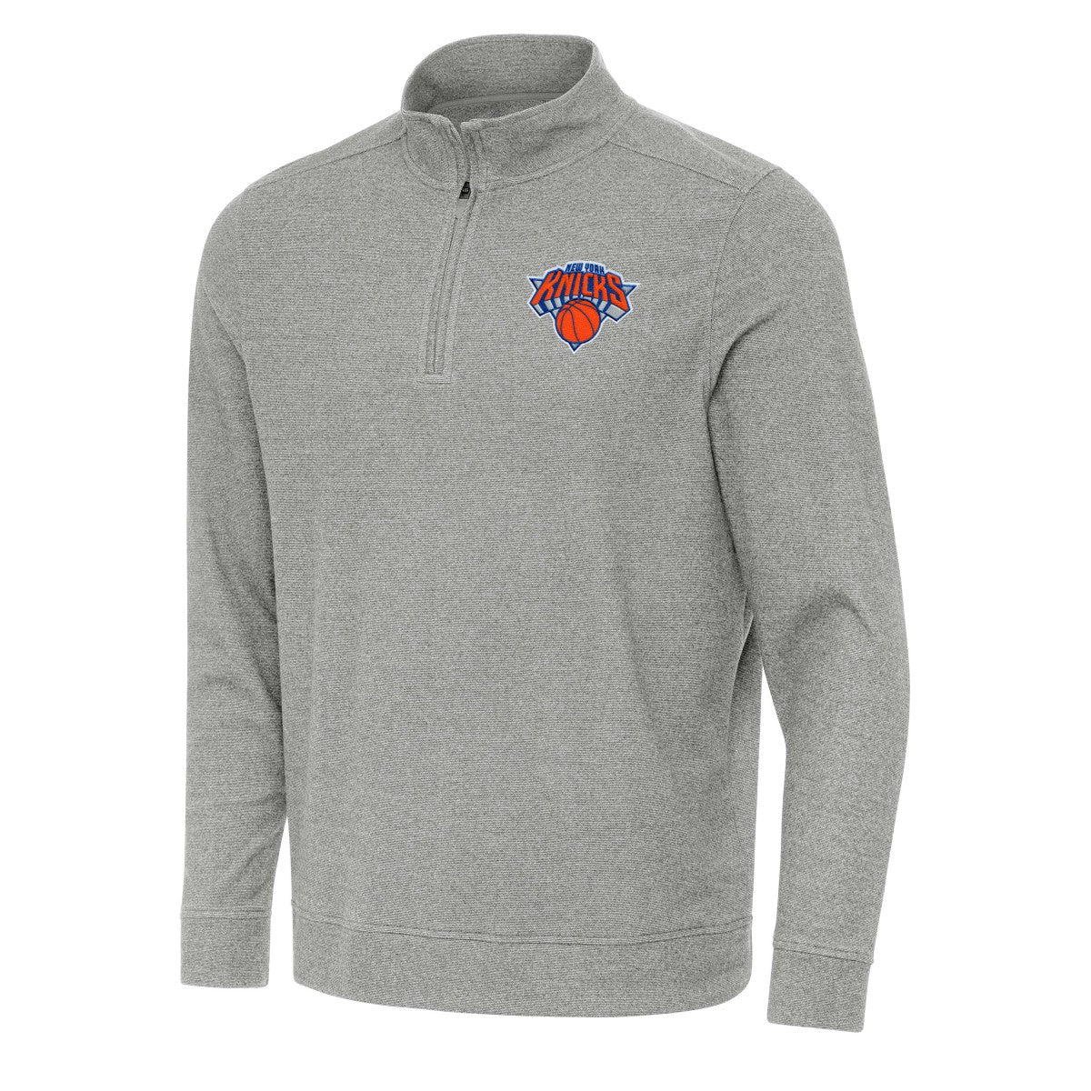 New York Knicks Antigua Subtle Quarter-Zip Sweatshirt Heather Gray