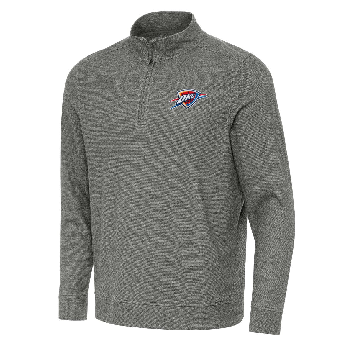 Oklahoma City Thunder Antigua Subtle Quarter-Zip Sweatshirt Heather Black