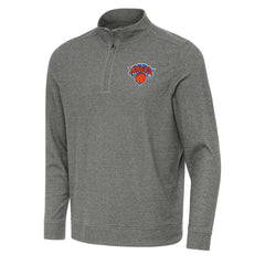 New York Knicks Antigua Subtle Quarter-Zip Sweatshirt Heather Black