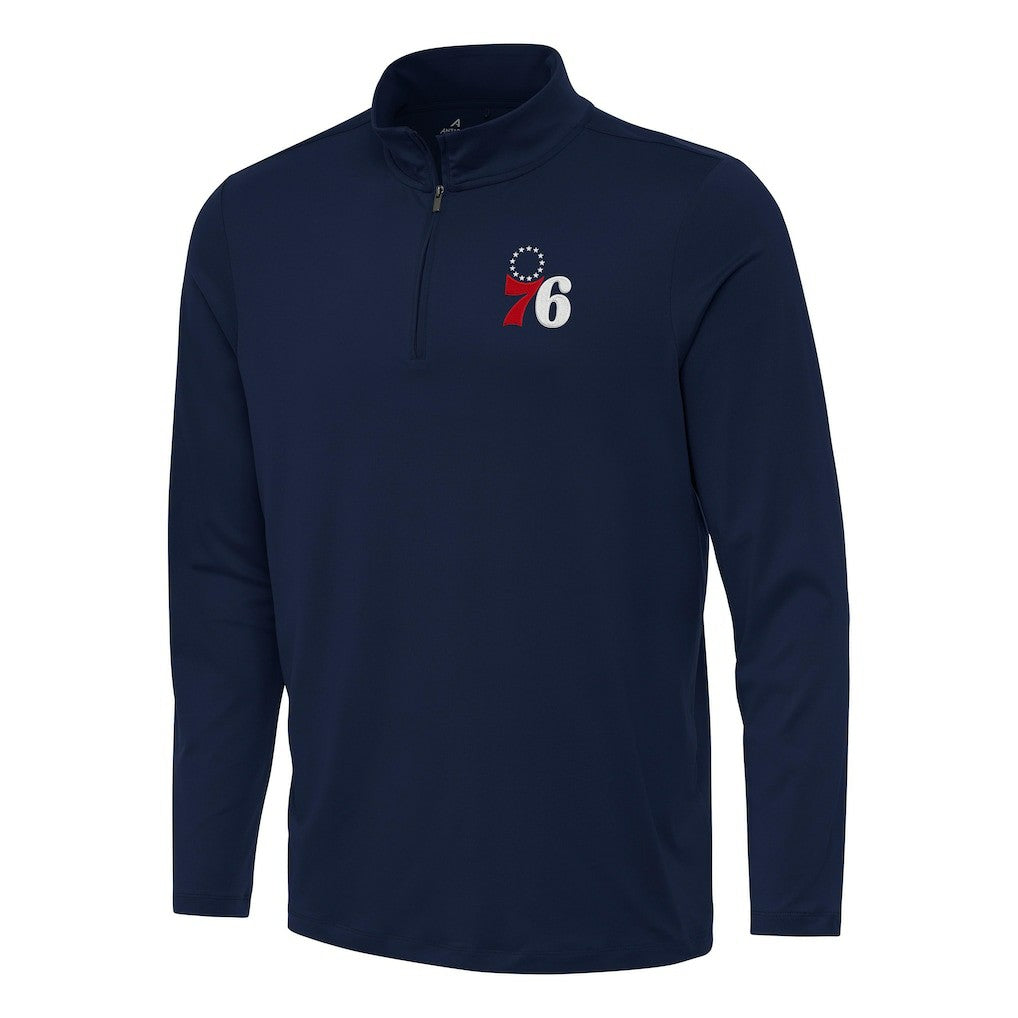 Philadelphia 76ers Antigua Reprocess Quarter-Zip Top Navy