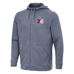 Philadelphia 76ers Antigua Effortless Full-Zip Hoodie Jacket Heather Navy