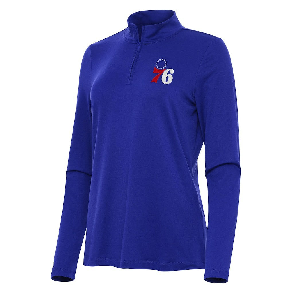 Philadelphia 76ers Antigua Women's Reprocess Quarter-Zip Top Royal