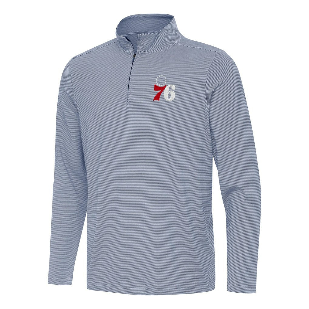 Philadelphia 76ers Antigua Twine Quarter-Zip Top Navy