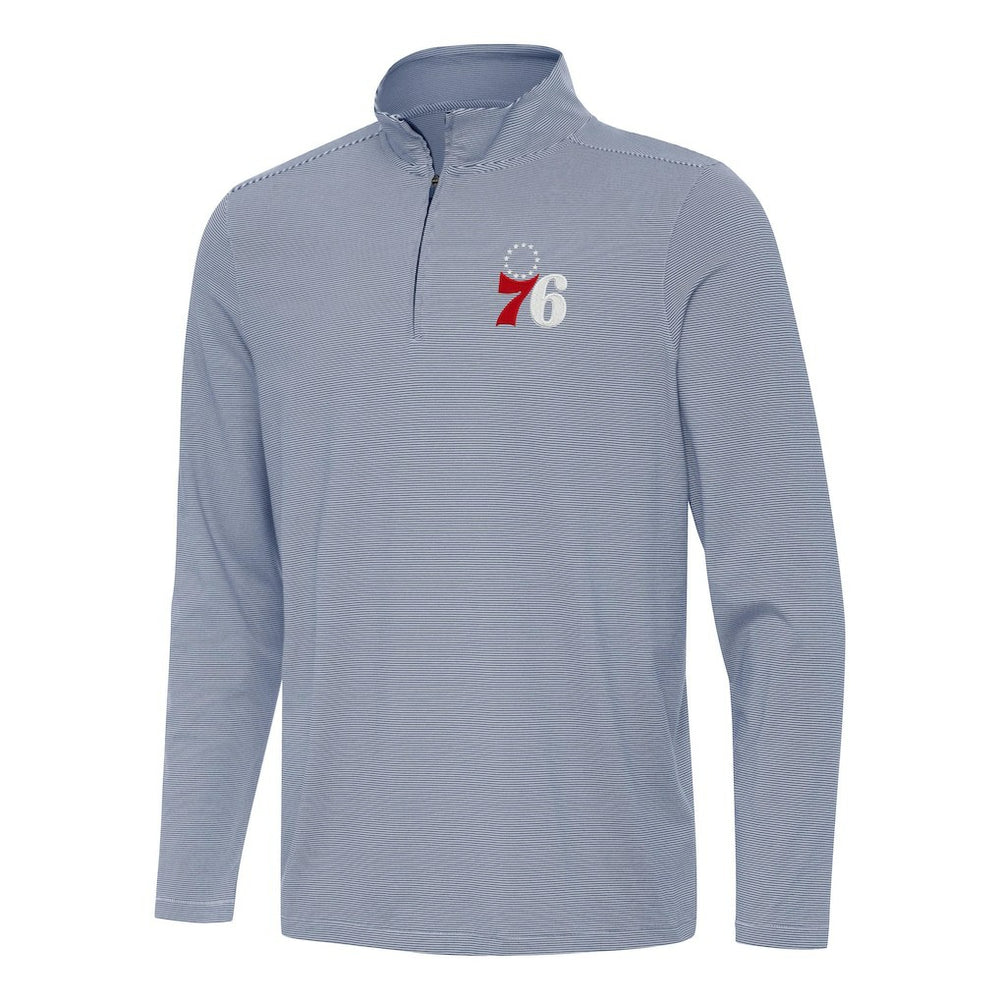 Philadelphia 76ers Antigua Twine Quarter-Zip Top Navy