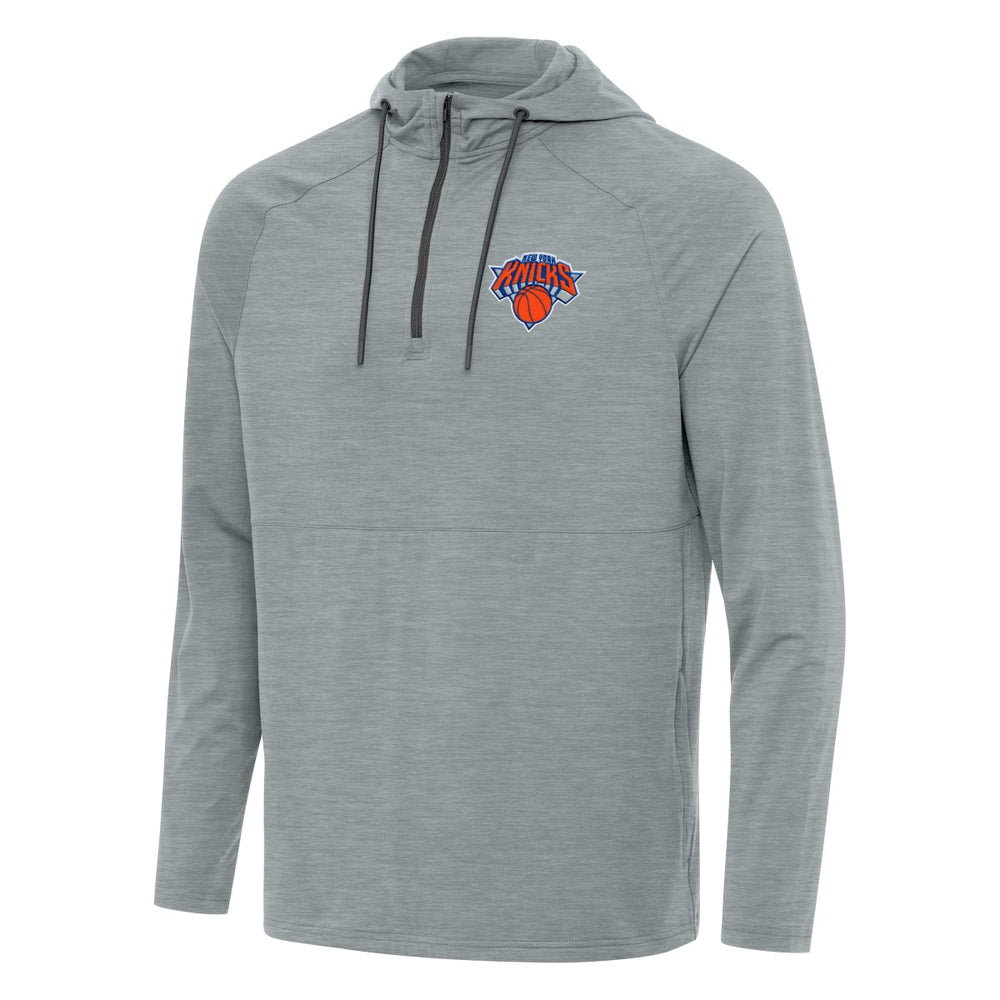 New York Knicks Antigua Spikes Raglan Quarter-Zip Hoodie Heather Gray