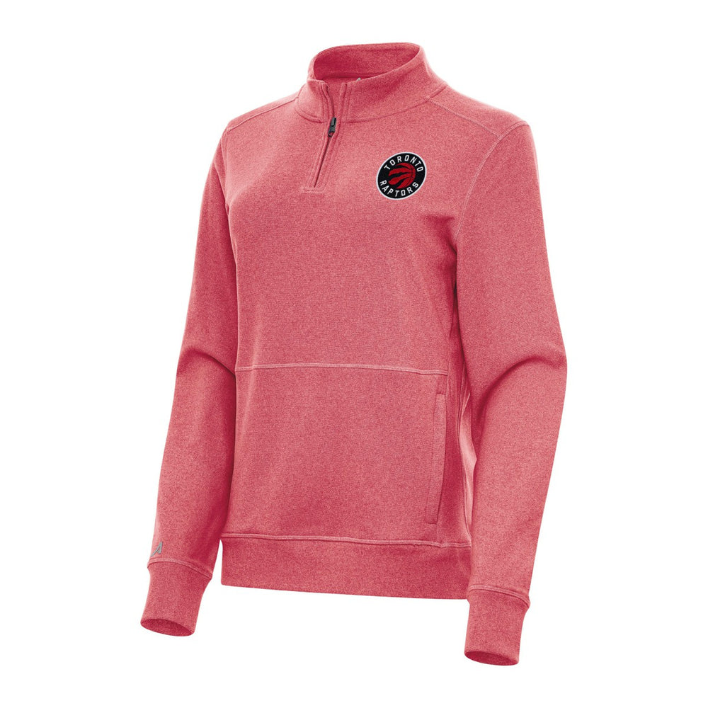 Toronto Raptors Antigua Women's Crush Quarter-Zip Fleece Sweatshirt Heather Red