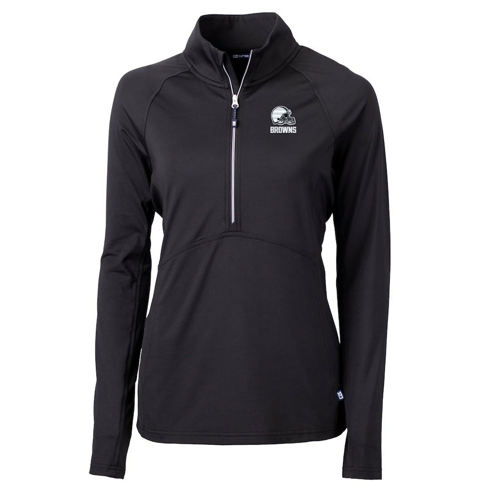 Cleveland Browns Cutter & Buck Women's Adapt Eco Knit Stretch Recycled Half-Zip Pullover Top Black