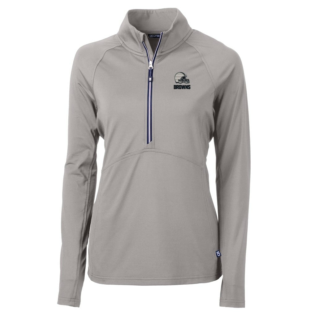 Cleveland Browns Cutter & Buck Women's Adapt Eco Knit Stretch Recycled Half-Zip Pullover Top Gray