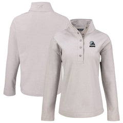 Cleveland Browns Cutter & Buck Women's Hunts Point Eco Textured Fleece Recycled Quarter-Snap Pullover Gray