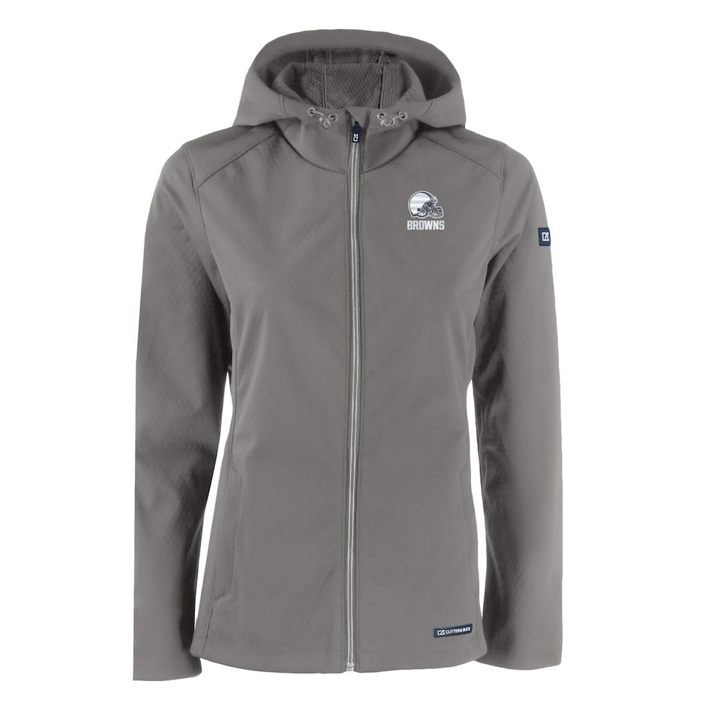Cleveland Browns Cutter & Buck Women's Evoke Eco Softshell Recycled Full-Zip Hoodie Jacket Gray