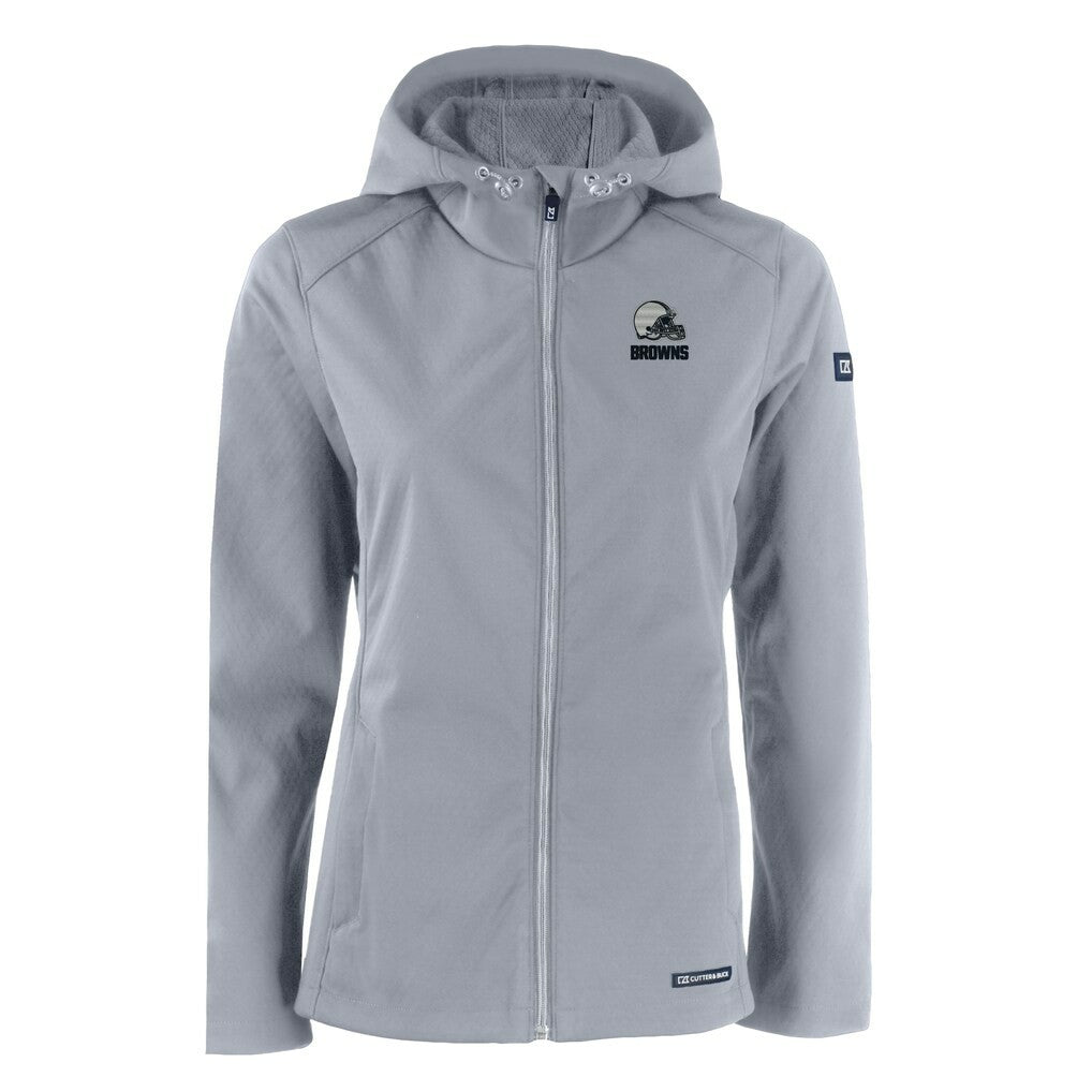 Cleveland Browns Cutter & Buck Women's Evoke Eco Softshell Recycled Full-Zip Hoodie Jacket Gray