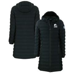 Cleveland Browns Cutter & Buck Women's Mission Ridge Repreve Eco Insulated Full-Zip Hoodie Long Puffer Jacket Black