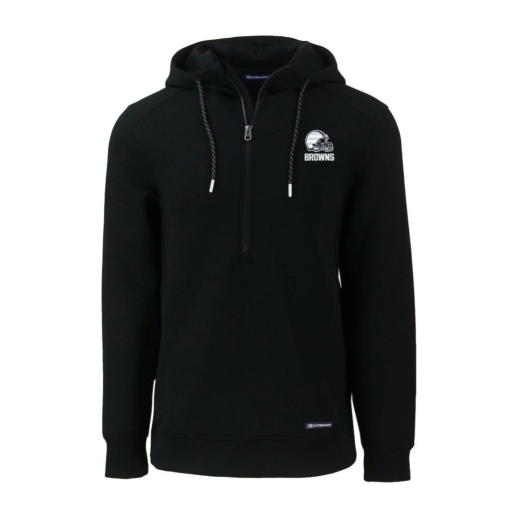 Cleveland Browns Cutter & Buck Roam Eco Recycled Half-Zip Pullover Hoodie Black