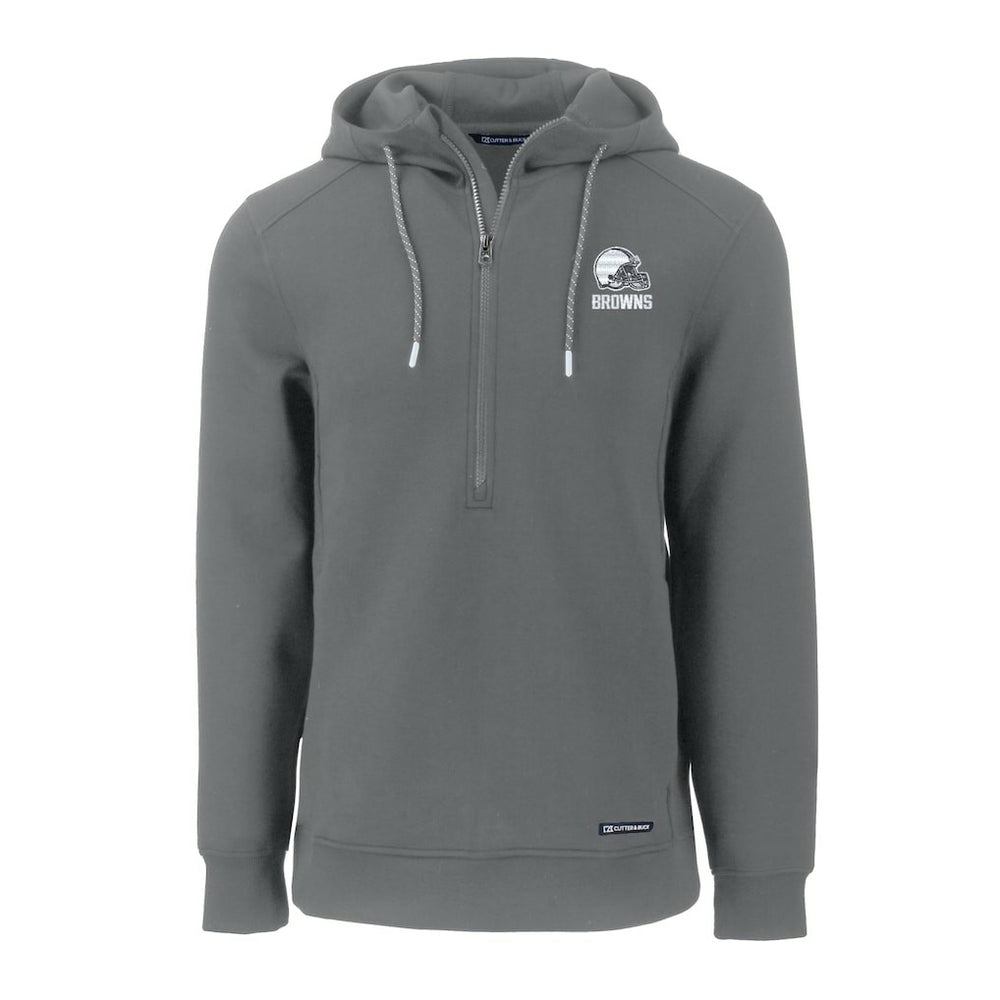 Cleveland Browns Cutter & Buck Roam Eco Recycled Half-Zip Pullover Hoodie Gray
