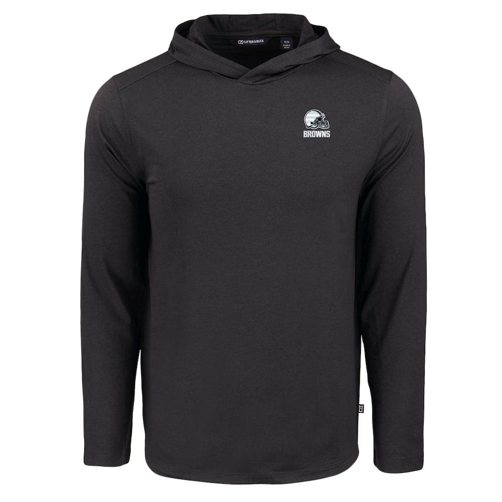 Cleveland Browns Cutter & Buck Coastline Epic Comfort Eco Recycled Long Sleeve Hooded T-Shirt Black