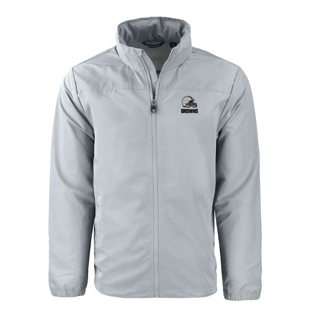 Cleveland Browns Cutter & Buck Charter Eco Recycled Full-Zip Hoodie Jacket Gray