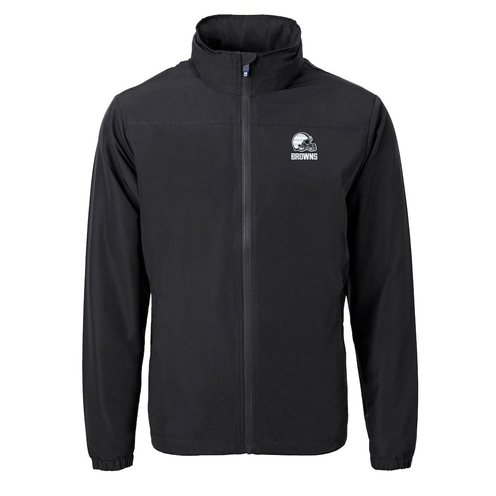 Cleveland Browns Cutter & Buck Charter Eco Recycled Full-Zip Hoodie Jacket Black