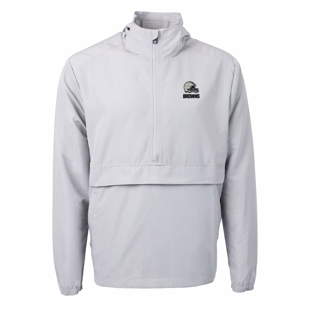 Cleveland Browns Cutter & Buck Charter Eco Recycled Anorak Half-Zip Hoodie Jacket Gray