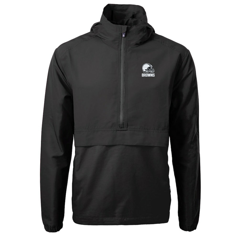 Cleveland Browns Cutter & Buck Charter Eco Recycled Anorak Half-Zip Hoodie Jacket Black