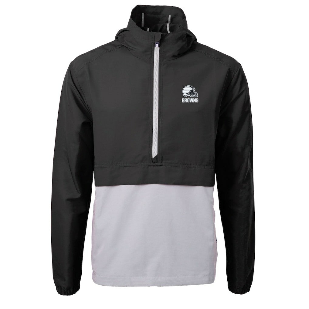 Cleveland Browns Cutter & Buck Charter Eco Recycled Anorak Half-Zip Hoodie Jacket Black