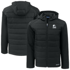 Cleveland Browns Cutter & Buck Evoke Hybrid Eco Softshell Recycled Full-Zip Hooded Jacket Black
