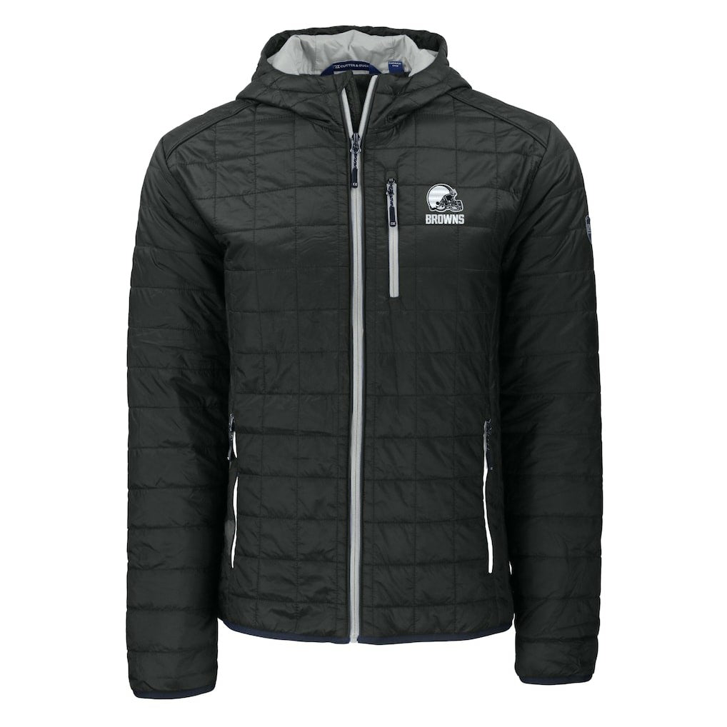Cleveland Browns Cutter & Buck Rainier Primaloft Eco Full-Zip Hooded Jacket Black