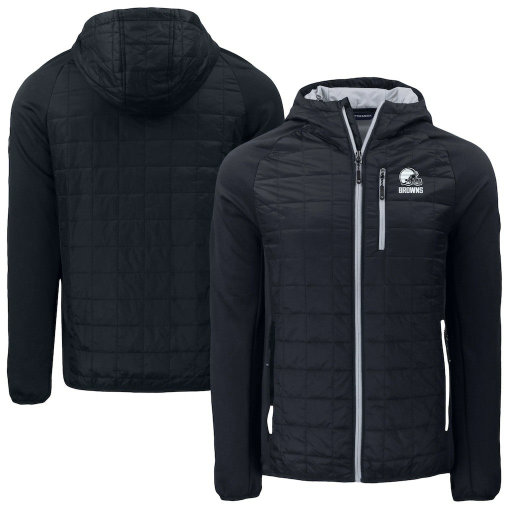 Cleveland Browns Cutter & Buck Rainier Primaloft Eco Full-Zip Hoodie Hybrid Jacket Black