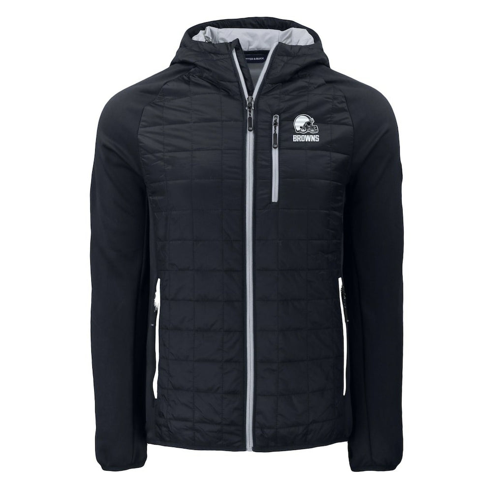 Cleveland Browns Cutter & Buck Rainier Primaloft Eco Full-Zip Hoodie Hybrid Jacket Black