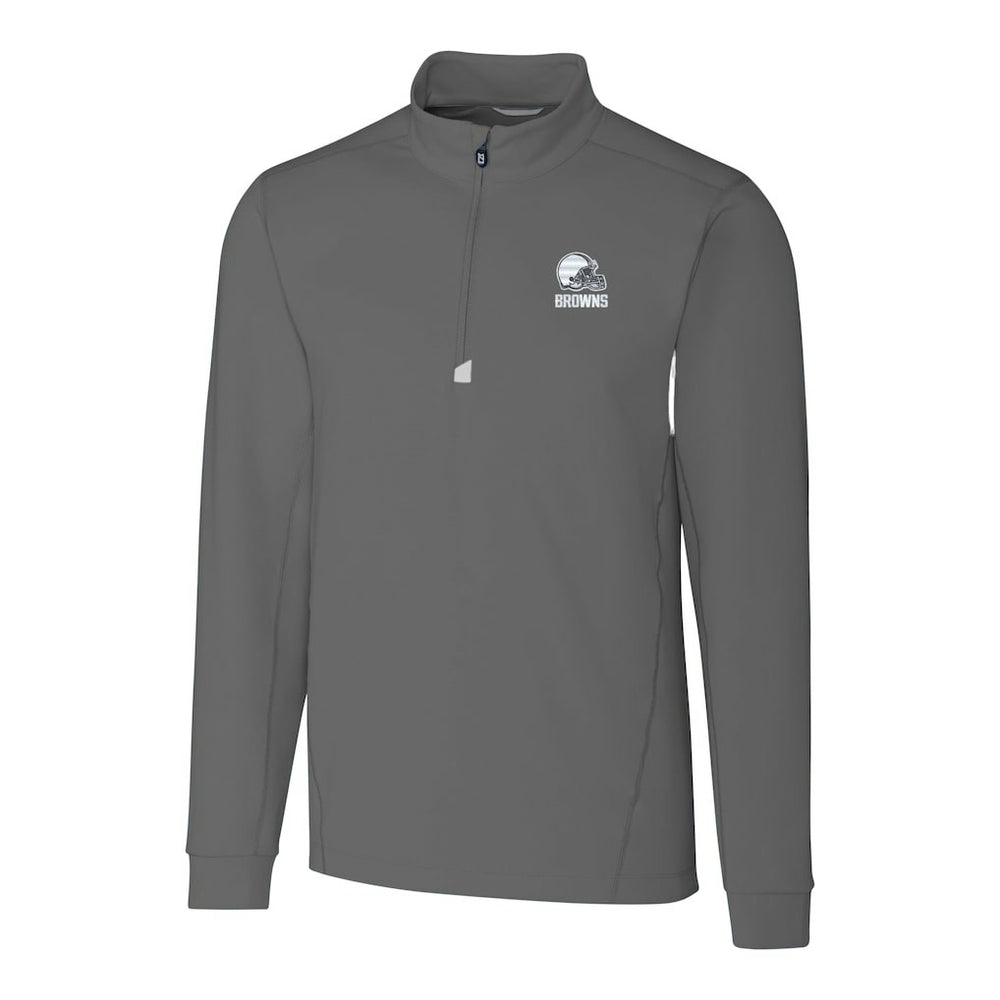 Cleveland Browns Cutter & Buck Big & Tall Traverse Stretch Eco Quarter-Zip Pullover Top Gray