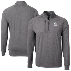 Cleveland Browns Cutter & Buck Big & Tall Adapt Eco Knit Quarter-Zip Top Heather Black