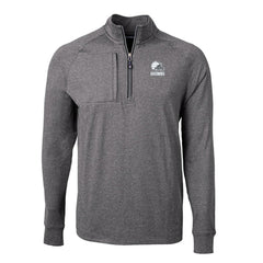 Cleveland Browns Cutter & Buck Big & Tall Adapt Eco Knit Quarter-Zip Top Heather Black