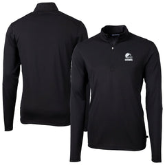 Cleveland Browns Cutter & Buck Big & Tall Virtue Eco Pique Recycled Quarter-Zip Pullover Top Black