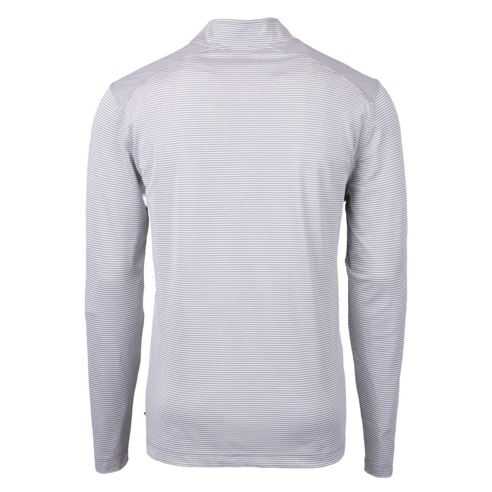 Cleveland Browns Cutter & Buck Big & Tall Virtue Eco Pique Micro Stripe Recycled Quarter-Zip Pullover Top Gray