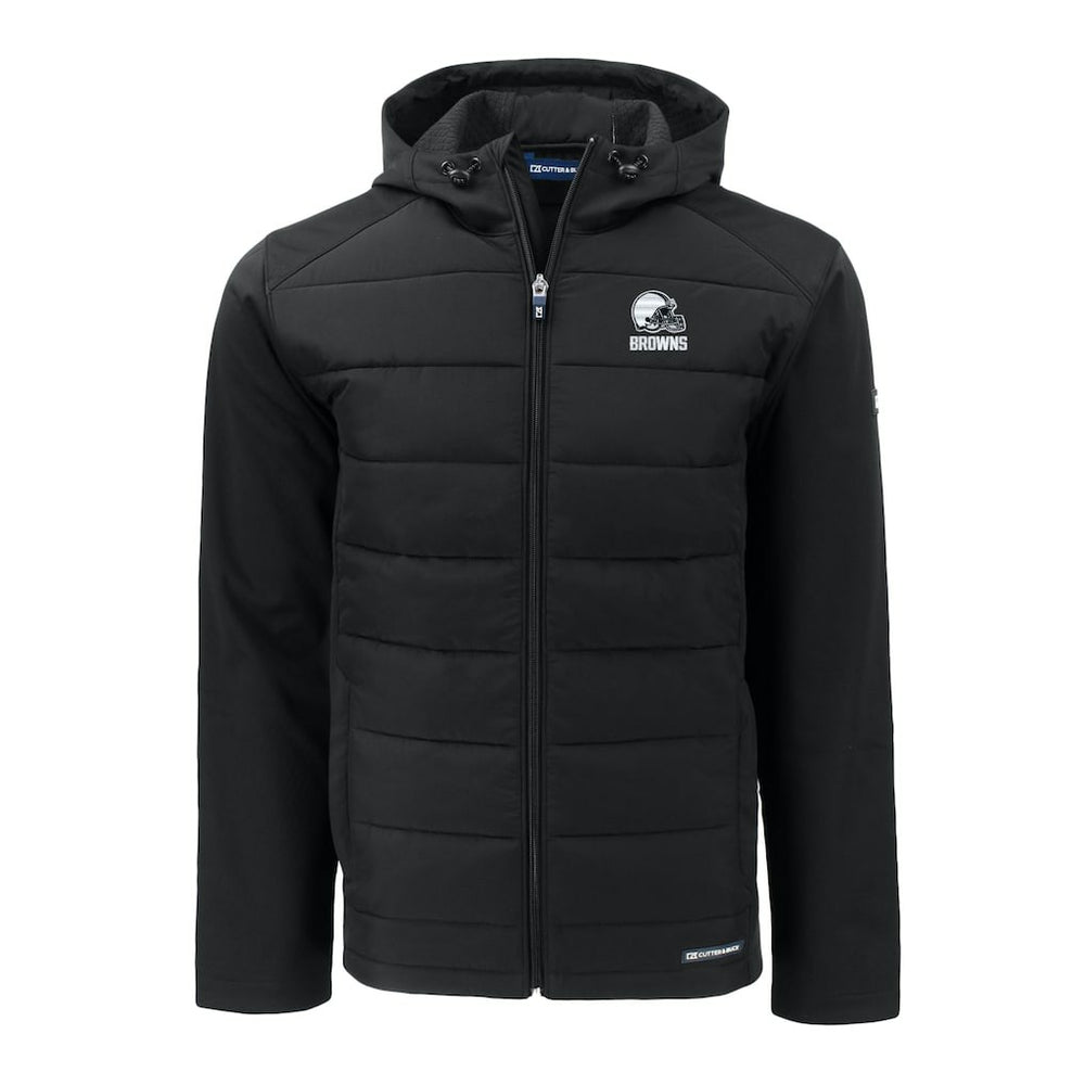 Cleveland Browns Cutter & Buck Big & Tall Evoke Hybrid Eco Softshell Recycled Full-Zip Hooded Jacket Black