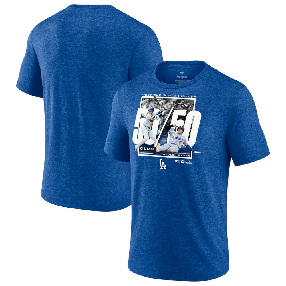 Shohei Ohtani Los Angeles Dodgers Fanatics 50/50 Club T-Shirt - Heather Royal - Fanatics Lifestyle