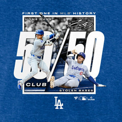 Shohei Ohtani Los Angeles Dodgers Fanatics 50/50 Club T-Shirt - Heather Royal - Fanatics Lifestyle