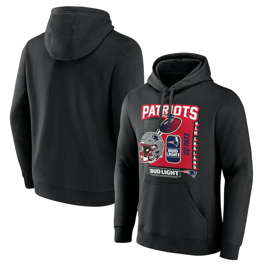 New England Patriots Bud Light Pullover Hoodie Black