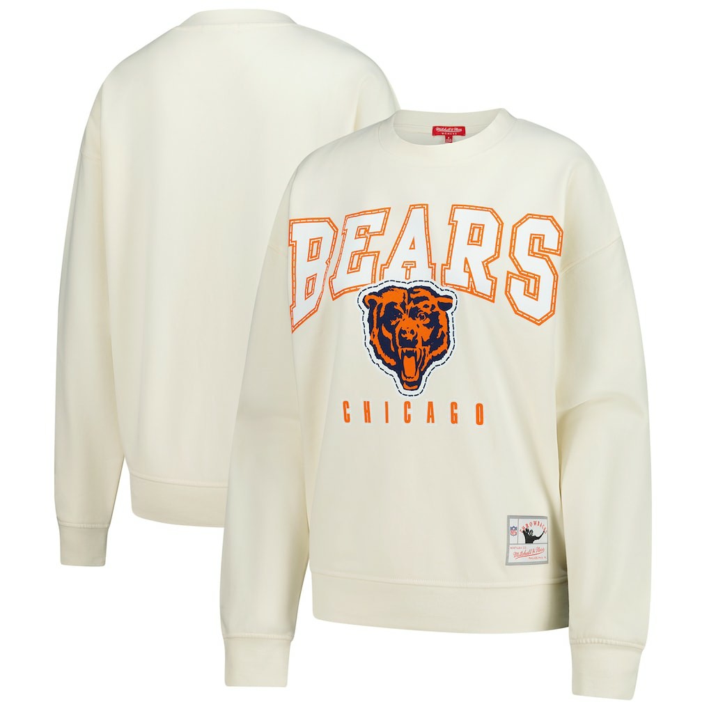 Mitchell & Ness Chicago Bears Women's Fandom Fleece Pullover Sweatshirt Cream