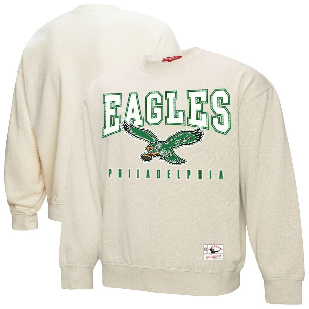 Mitchell & Ness Philadelphia Eagles Women's Fandom Fleece Pullover Sweatshirt Cream