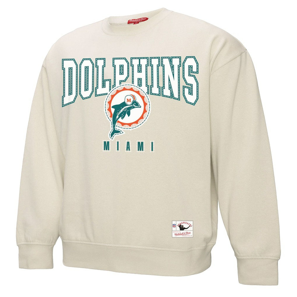 Mitchell & Ness Miami Dolphins Women's Fandom Fleece Pullover Sweatshirt Cream