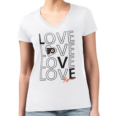 Philadelphia Flyers G-III 4Her by Carl Banks Women's Super-Slim Fit Lightweight Love V-Neck T-Shirt - White - NHL 202296387
