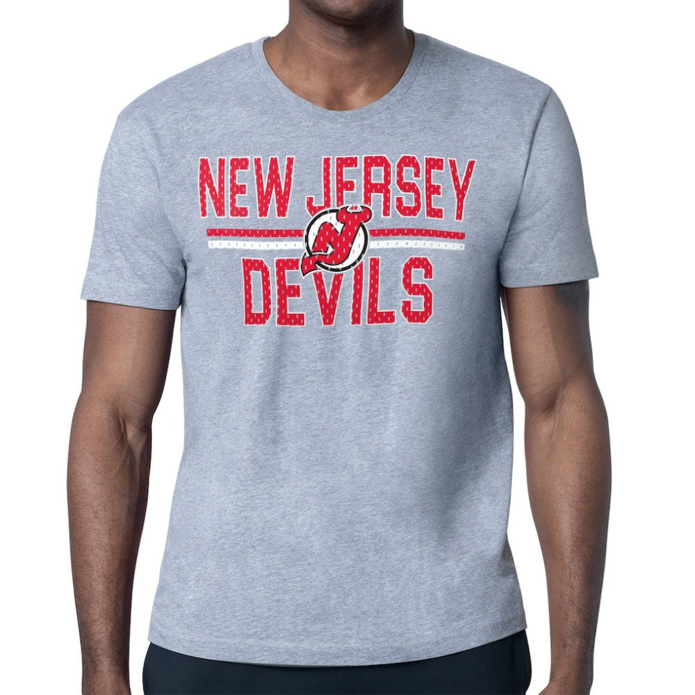 New Jersey Devils Starter Mesh Look Team Name T-Shirt - Heather Gray - NHL 202296555