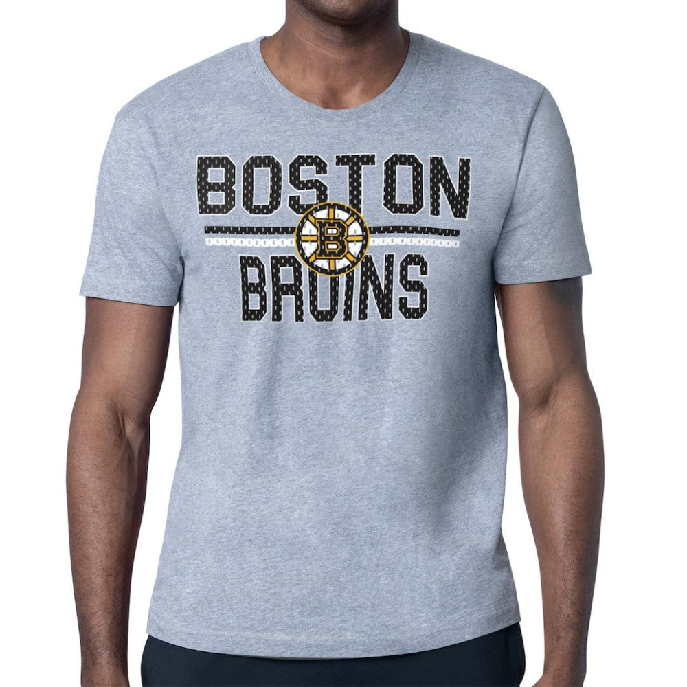 Boston Bruins Starter Mesh Look Team Name T-Shirt - Heather Gray - NHL 202296567