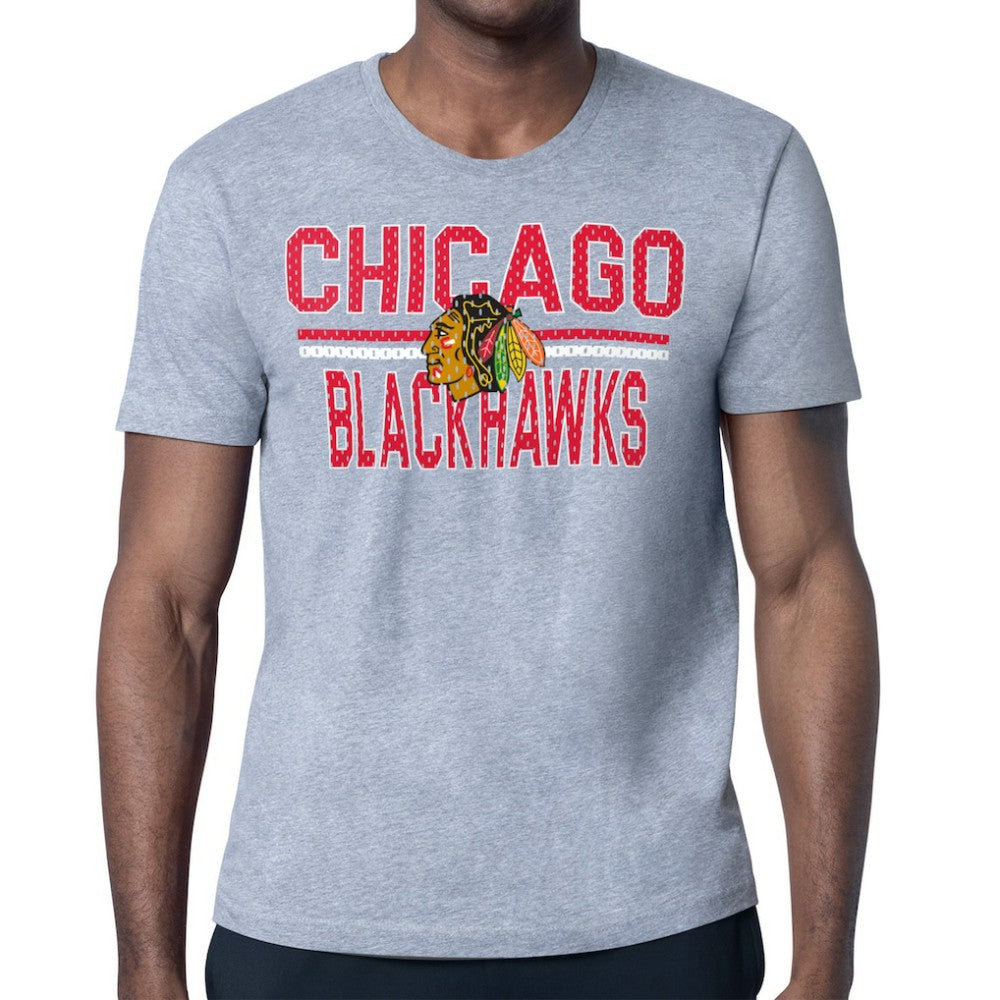 Chicago Blackhawks Starter Mesh Look Team Name T-Shirt - Heather Gray - NHL 202296583