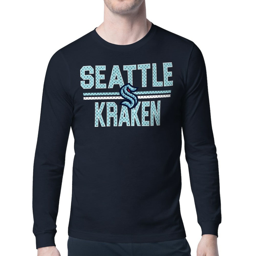 Seattle Kraken Starter Mesh Look Team Name Long Sleeve T-Shirt - Deep Sea Blue - NHL 202296645